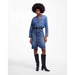 Madewell Button Front Denim Midi Skirt 26 NWT Concho Wash Vintage Y2K Chic!